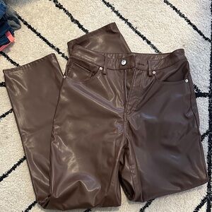 Brown Faux Leather Pants